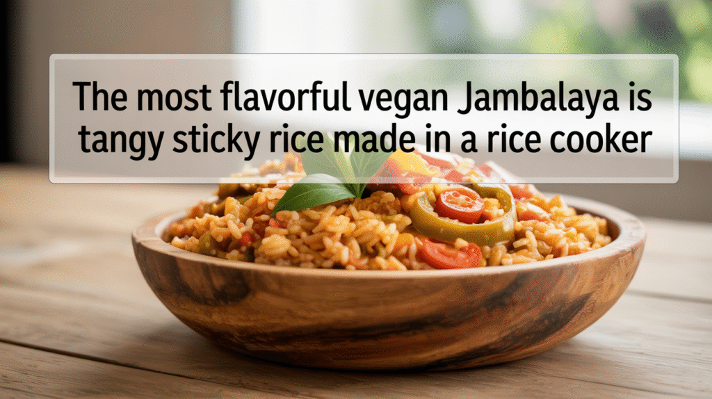 The Most Flavorful Vegan Jambalaya Is Tangy Sticky Rice Made in a Rice Cooker