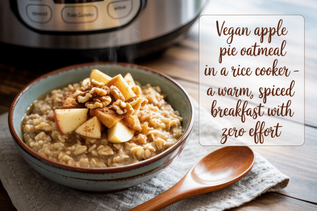 Vegan Apple Pie Oatmeal in a Rice Cooker - A Warm, Spiced Breakfast with Zero Effort