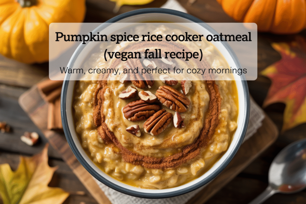 Pumpkin Spice Rice Cooker Oatmeal (Vegan Fall Recipe) - Warm, Creamy, and Perfect for Cozy Mornings