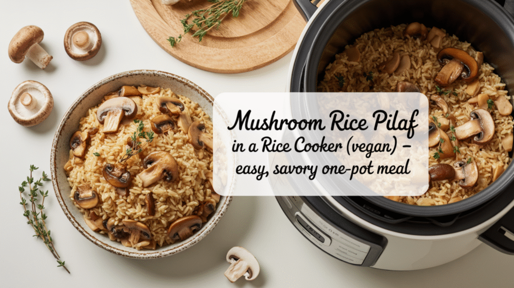 Mushroom Rice Pilaf in a Rice Cooker (Vegan) - Easy, Savory One-Pot Meal