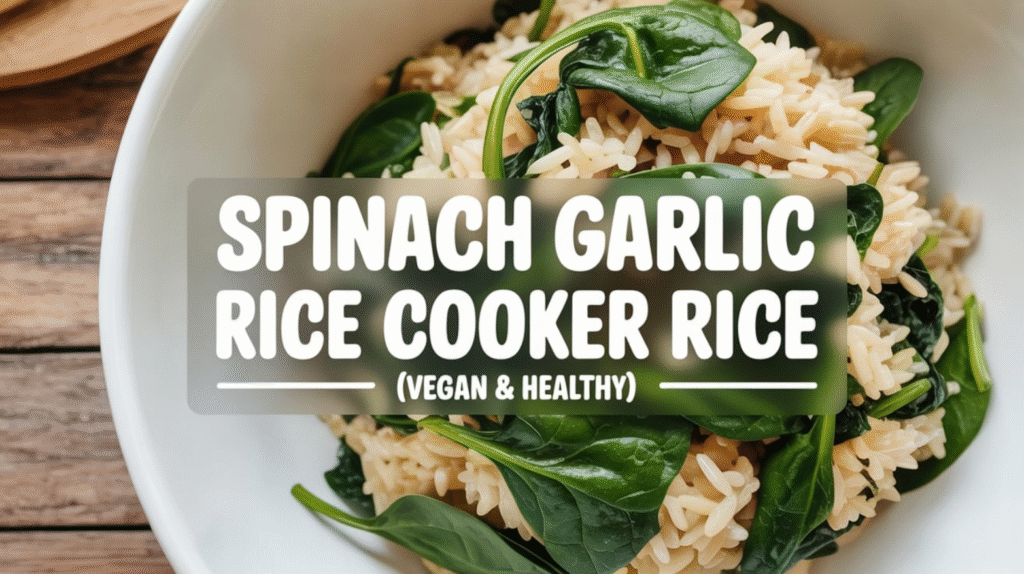 Spinach Garlic Rice Cooker Rice (Vegan & Healthy)