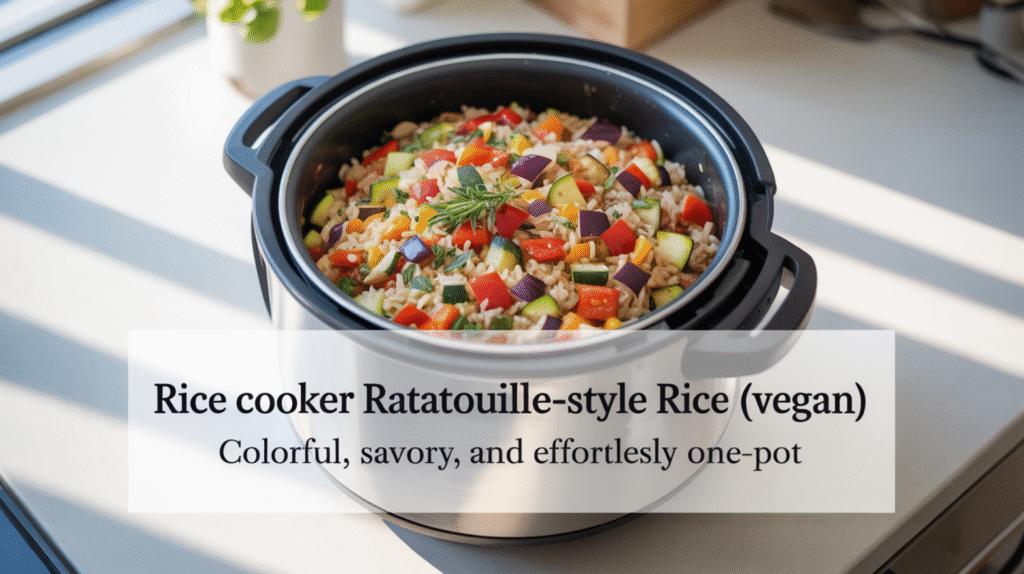 Rice Cooker Ratatouille-Style Rice (Vegan) - Colorful, Savory, and Effortlessly One-Pot