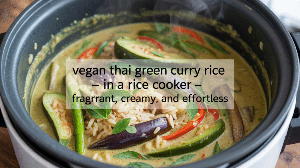 Vegan Thai Green Curry Rice in a Rice Cooker - Fragrant, Creamy, and Effortless