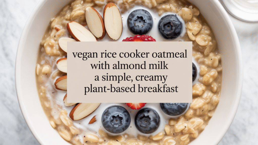 Vegan Rice Cooker Oatmeal with Almond Milk - Simple, Creamy, and Hands-Free