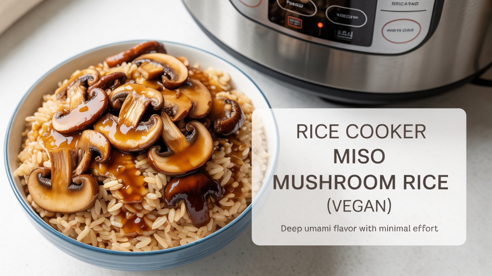 Rice Cooker Miso Mushroom Rice (Vegan) - Deep Umami Flavor With Minimal Effort